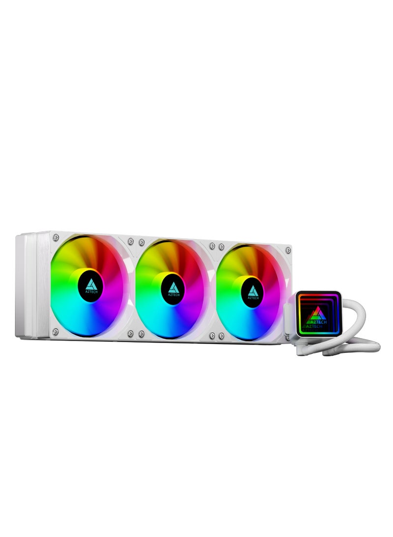 AZTECH 360mm AIO Liquid CPU Cooler White Triple PWM ARGB Fans Infinite Mirror Pump Copper Base 280W TDP High Performance Water Cooling for Gaming PC Intel LGA1700 AMD AM5 AM4 - Image 1